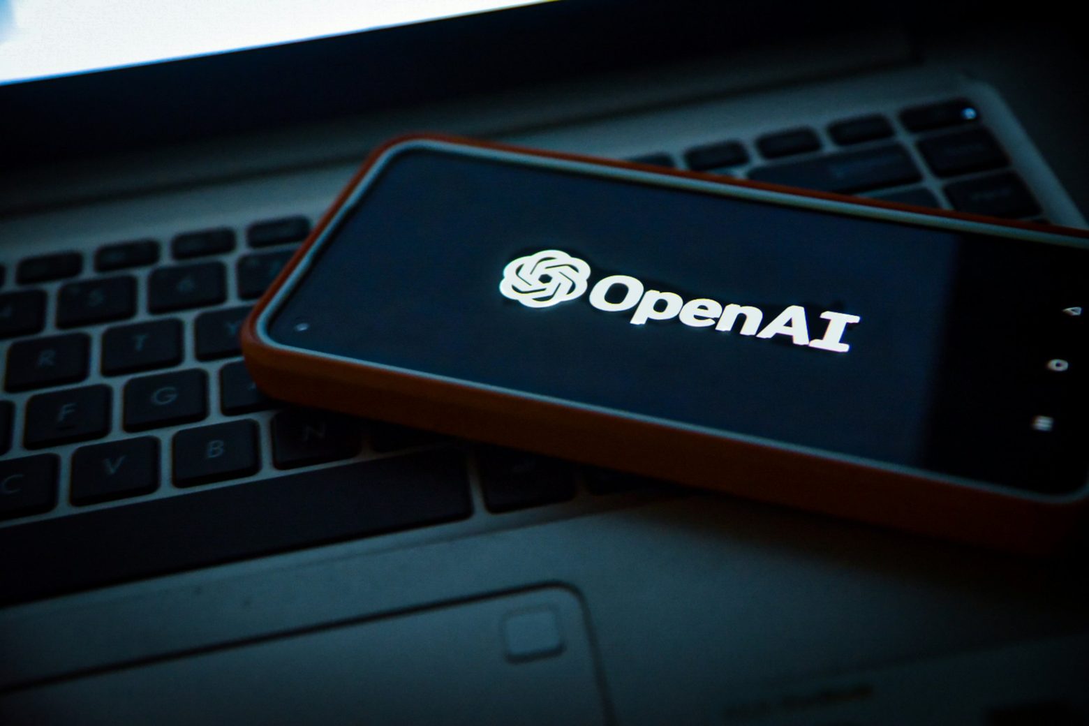 OpenAI logo on keyboard